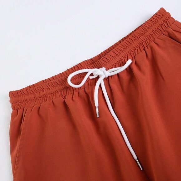 Orange And White Sumer Mens Tropical Print Shirt & Drawstring Waist Shorts - Picture 3 of 4
